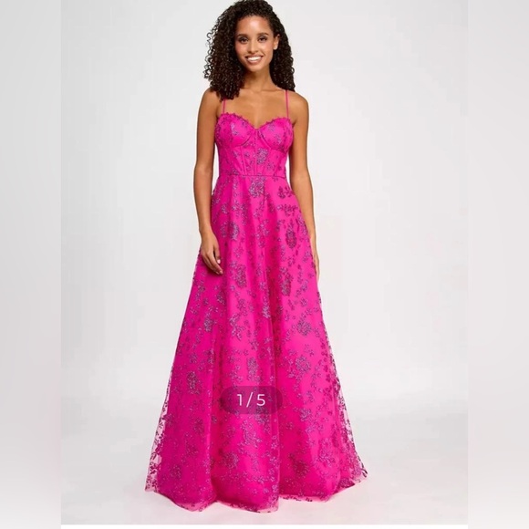 B Darlin Dresses & Skirts - B Darlin Hot Pink Beaded Sweetheart Ball Gown